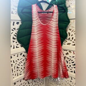 Ava Sky tank top mini dress. Red and white. Size S.